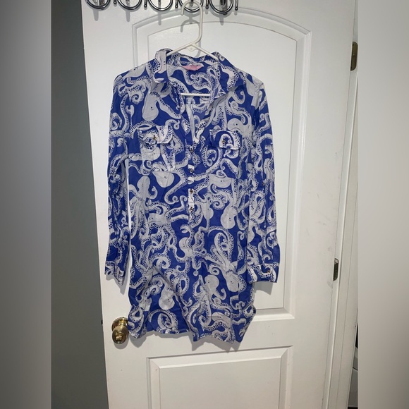 Lily Pulitzer Captivia Octopus Nautical Print Tunic Cotton 🌊⚓️🐙 Medium - Picture 6 of 8